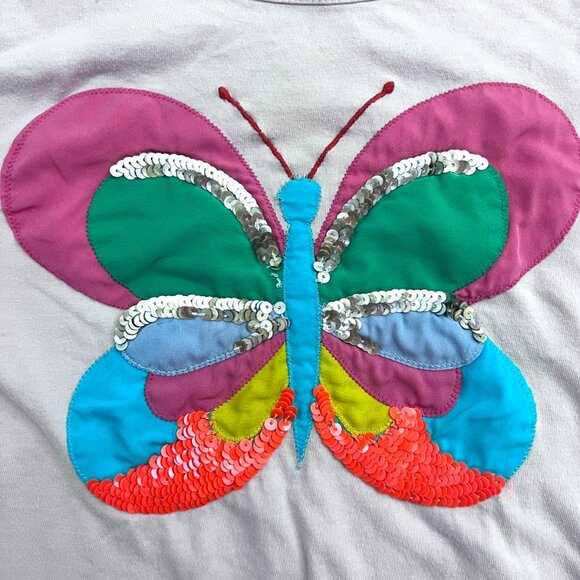 Mini Boden Sequin Short Sleeve Butterfly Appliqué Shirt Size 7 - Picture 2 of 5